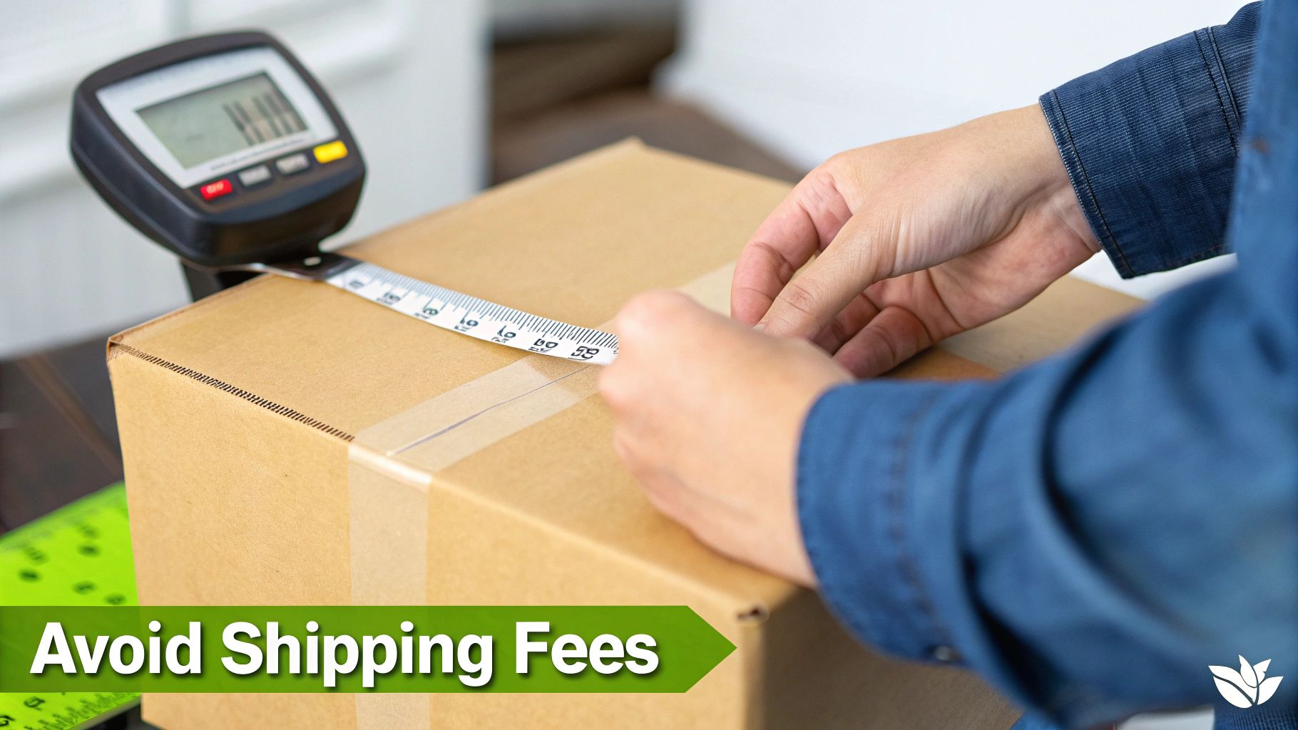 A person looking stressed while packing a box, representing common shipping mistakes.