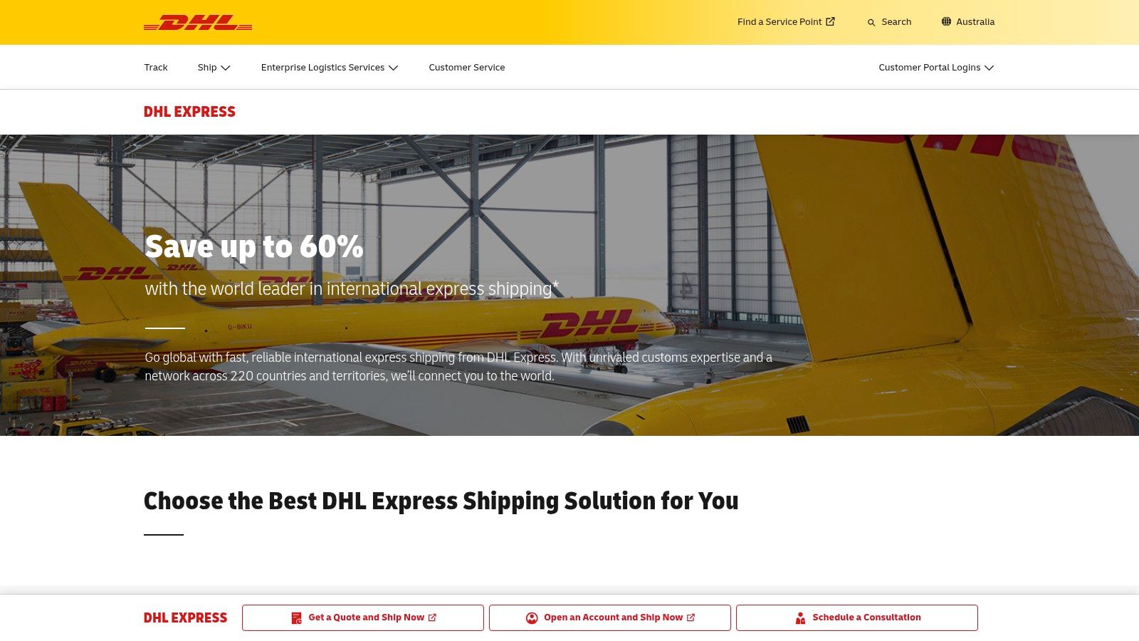 DHL Express Australia plane being loaded with parcels for international shipping